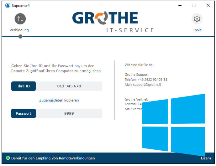 Grothe IT - Support mit Supremo für Windows